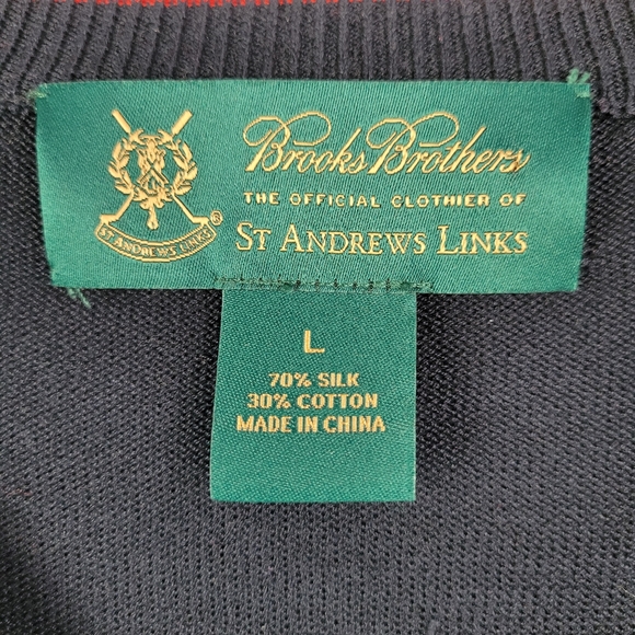 Brooks Brothers St Andrews Links Argyle V neck Golf Sweater L - Picture 5 of 10